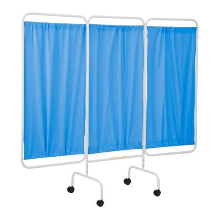 R&B Wire Products R&B Wire 3 Panel Mobile Medical Privacy Screen, 81inW x 69inH, Blue Vinyl Panels PSS-3CUS/B